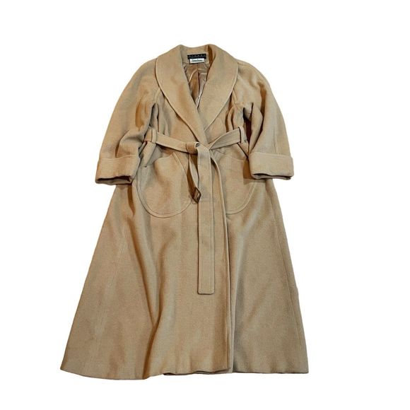 Bisang Neiman Marcus Womens Camel Hair Oversized Long Coat Size 8 Made in USA - Picture 3 of 16